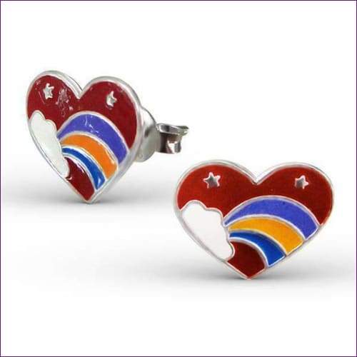 Rainbow Red Heart Earrings 0
