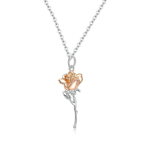 Silver Rose Pendant Necklace - Fashion Silver London - Necklace - Pendant Necklace - Rose Pendant Necklace