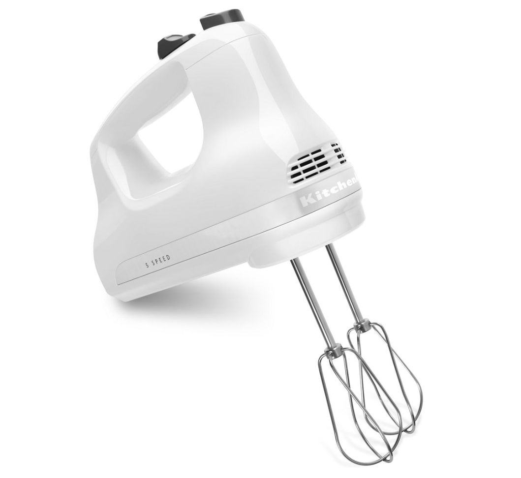 KitchenAid KHM926WH White 9 Speed Hand Mixer with Stainless Steel Turbo  Beaters, Pro Whisk, Dough Hooks, and Blending Rod - 120V