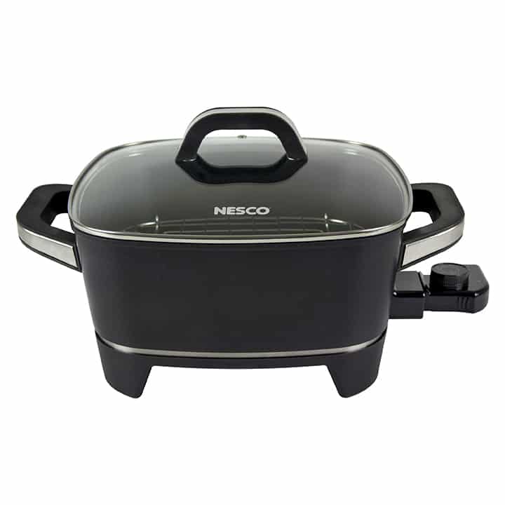 West Bend SKWB12GY13 Family-Sized Electric Skillet With Lid and Diamond  Shield Scratch-Resistant Non-Stick Finish, 12 by 12 by 3 In, Gray