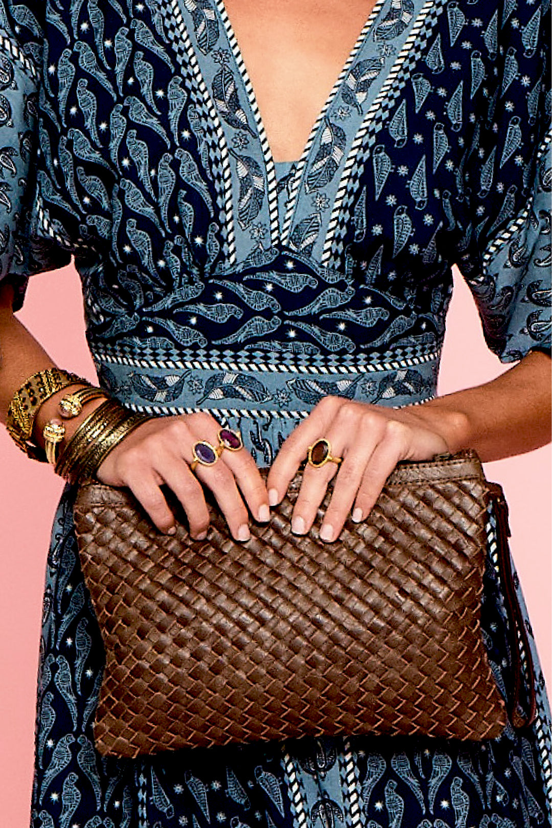 woven leather clutch bag