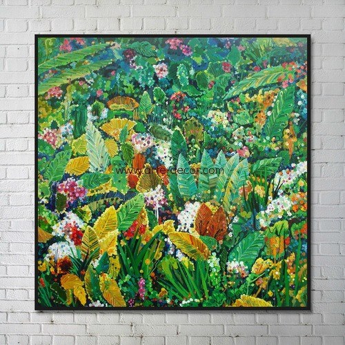 The Luscious Garden Canvas Art Painting Green Flora Forest Theme Arte Decor