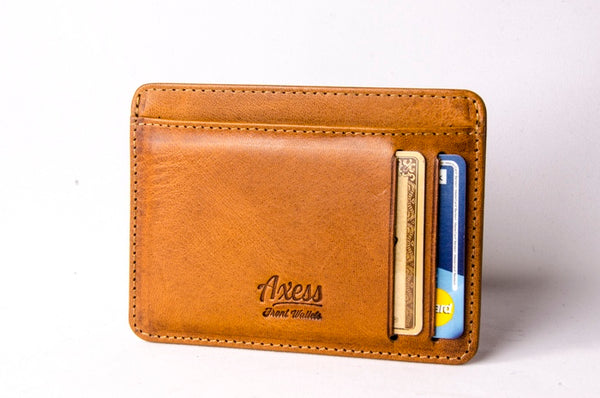 Axess Caramel Italian leather front pocket wallet