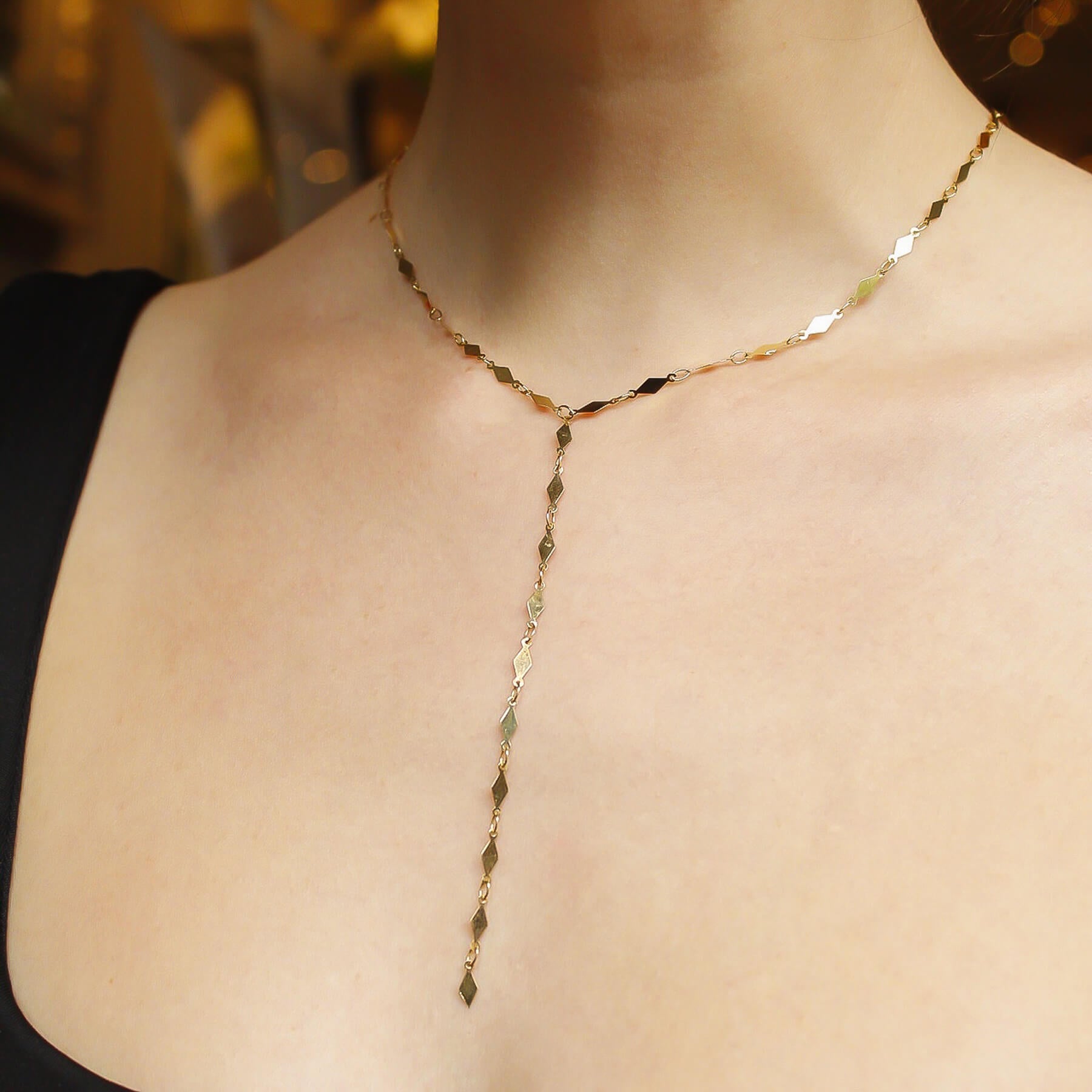 Delicate Mirror Lariat Necklace