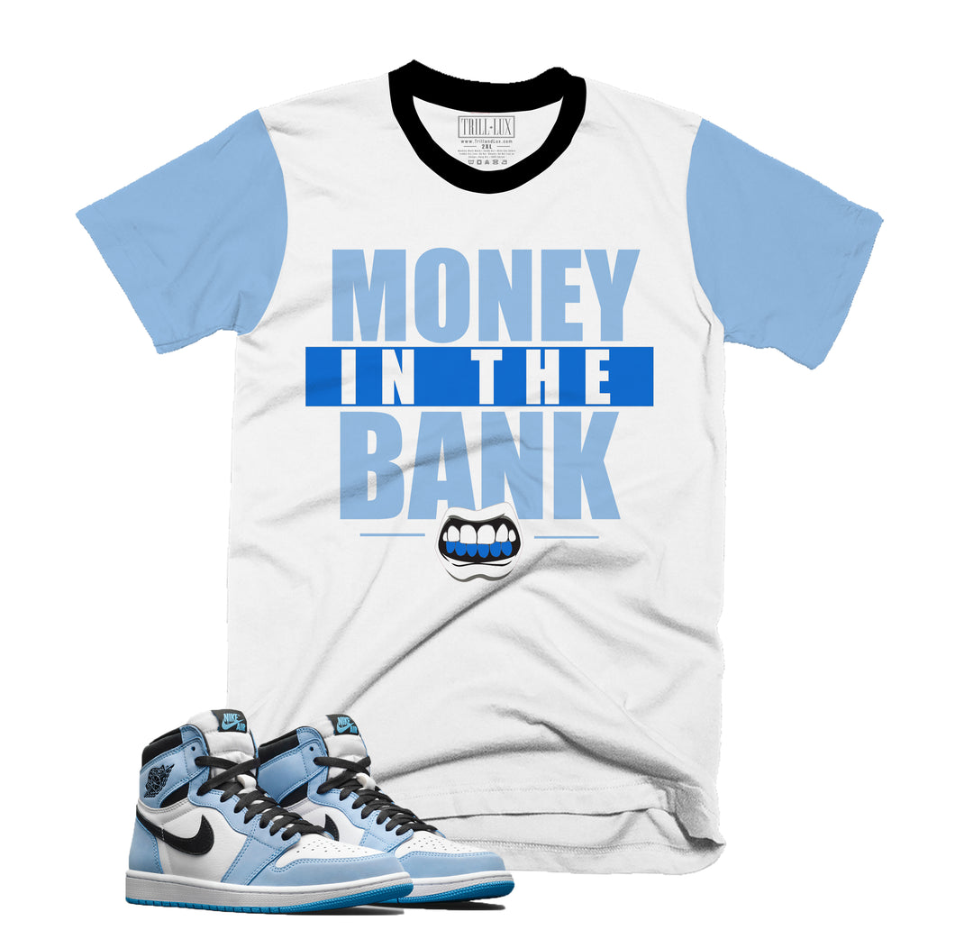 Money In The Bank Tee | Retro Air Jordan 1 University Blue Colorblock T-shirt