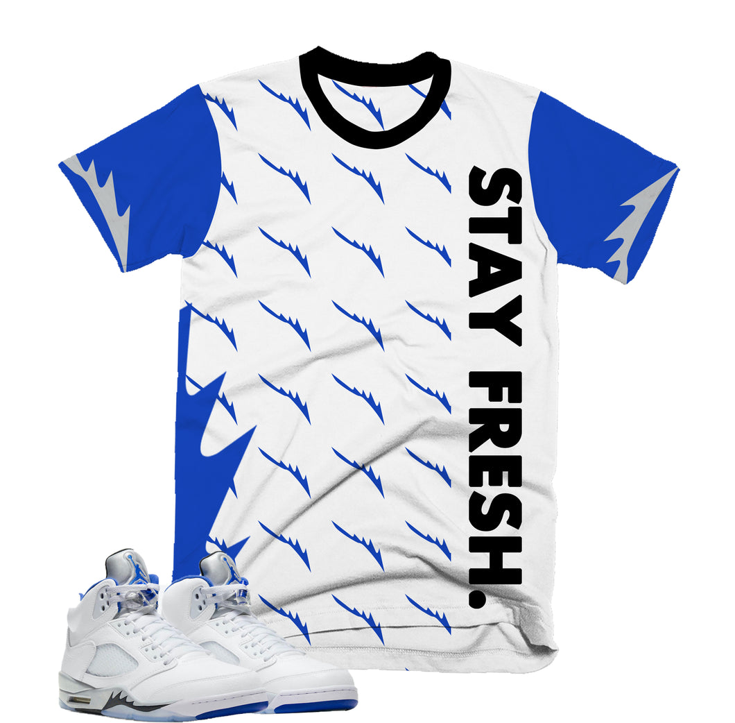 Stay Fresh Split Tee | Retro Air Jordan 5 Stealth Colorblock T-shirt