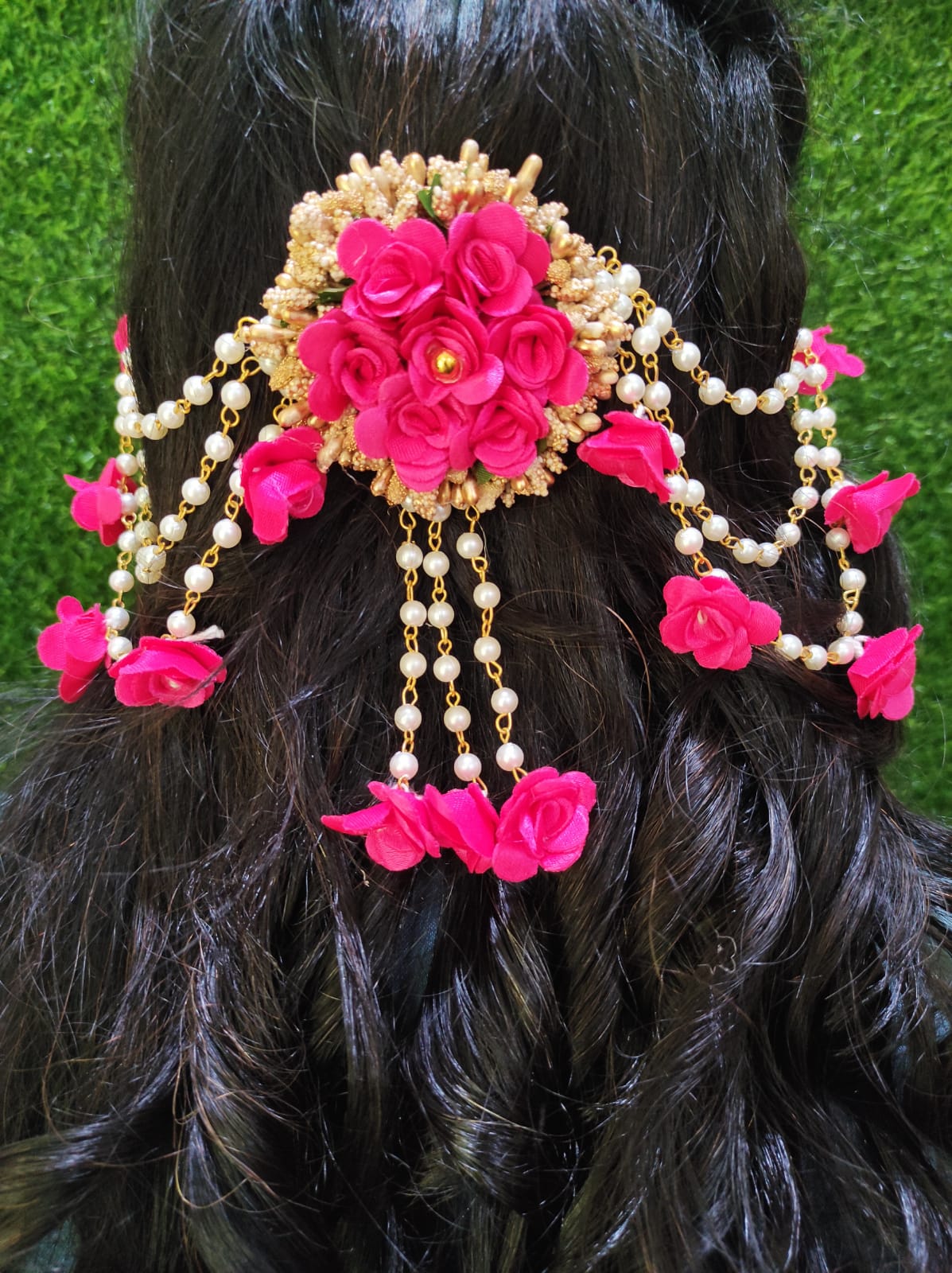 Kundan hair accessories for party wear Red Golden  Fusion Vogue
