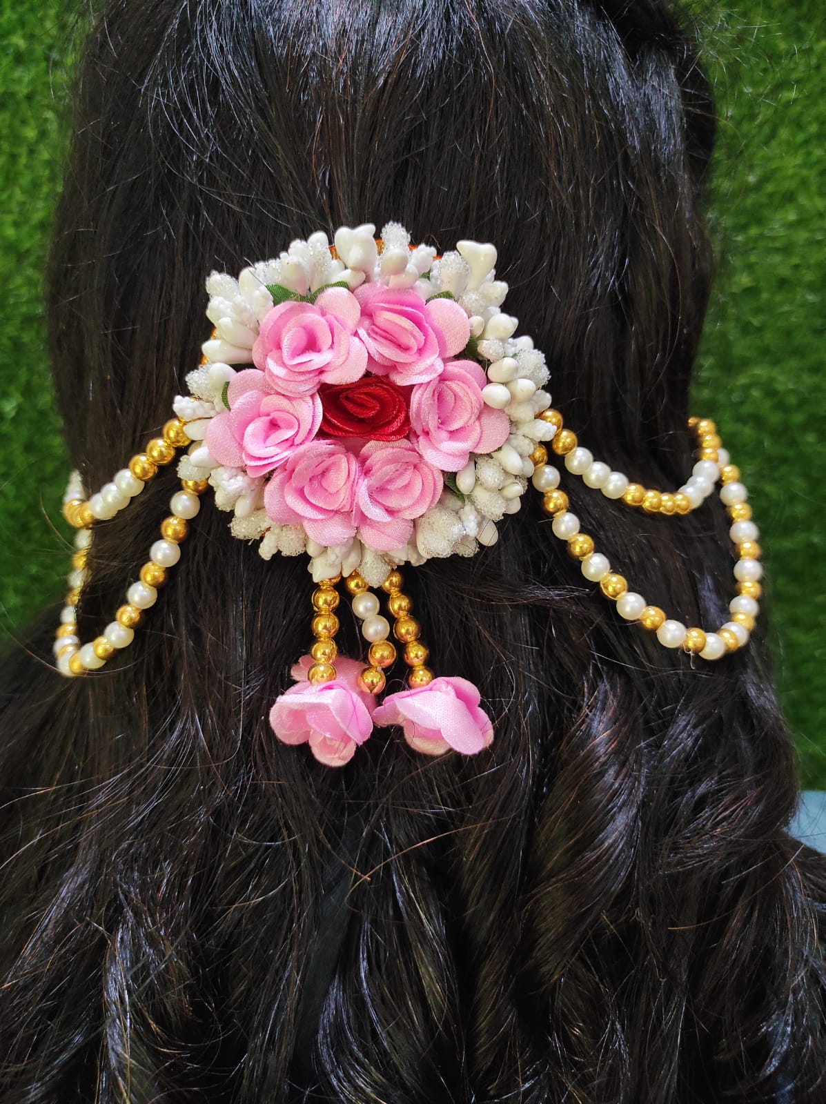 Golden and White Floral Gajra Hair Accessories for Women  Priyaasi