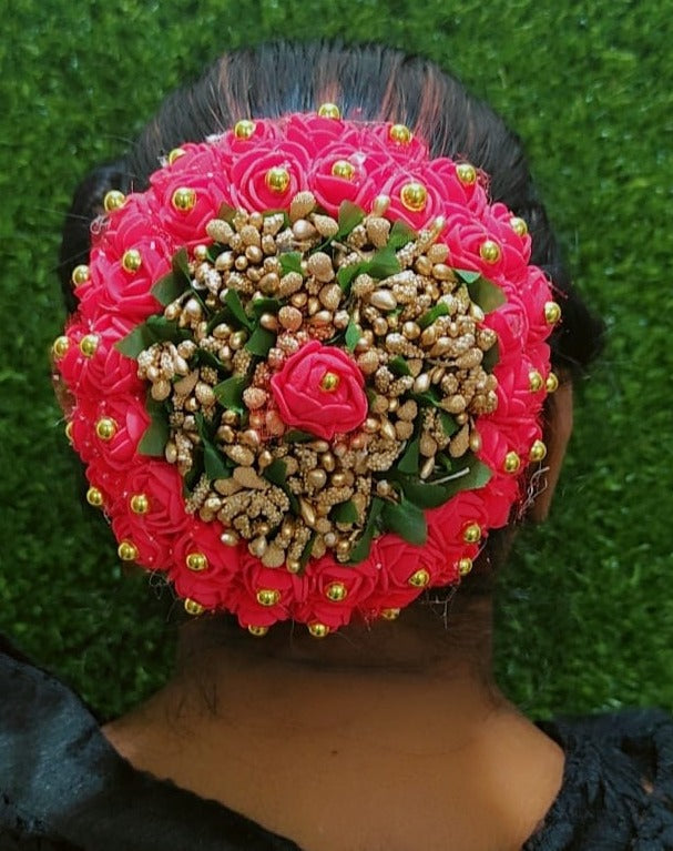 GaDinStylo Hair Bun Gajra Flower Artificial Juda Accessories for Women in  Red White Color Pack of 1 Hair Accessory Set Price in India  Buy  GaDinStylo Hair Bun Gajra Flower Artificial Juda
