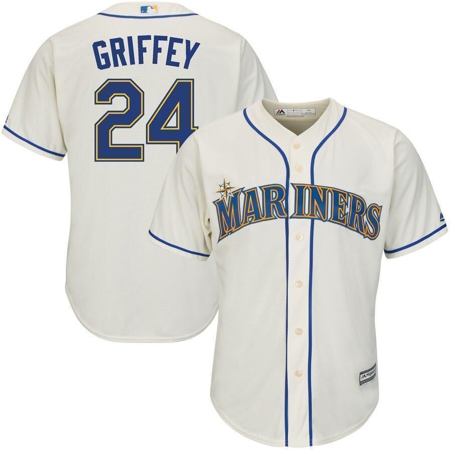 Men's Majestic Ken Griffey Jr. Light Blue Seattle Mariners Official Cool  Base Player Jersey