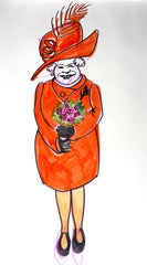 Queen Elizabeth II red outfit cartoon