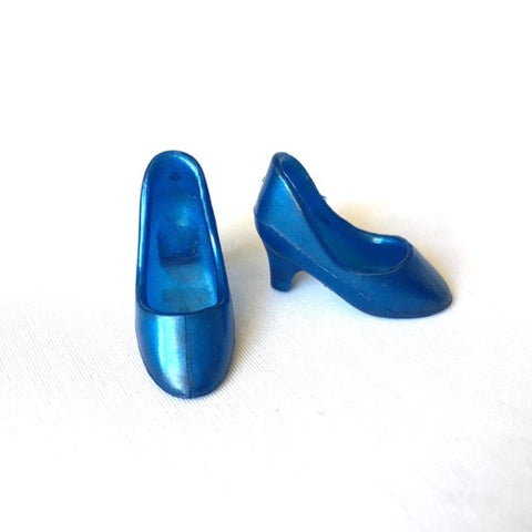 Pearlescent blue high heel shoes