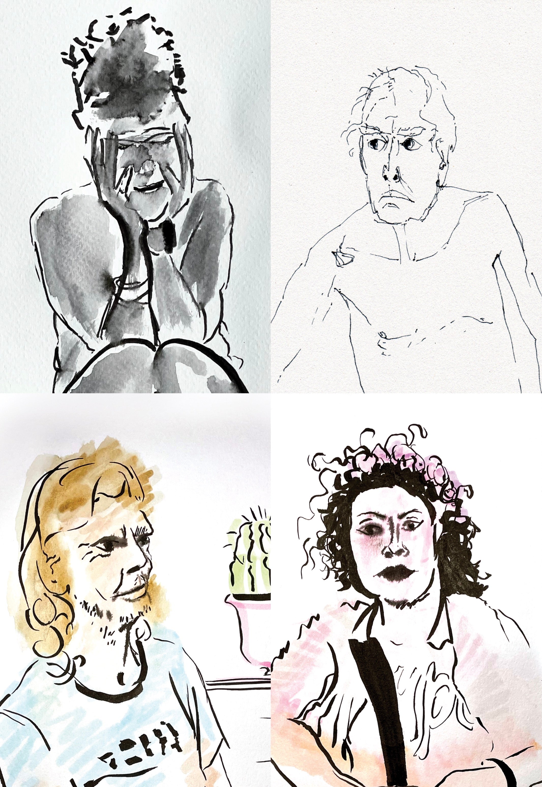Four sketched portraits