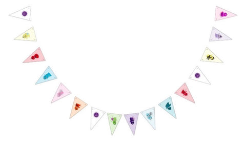 Pastel coloured string of triangular bunting flags