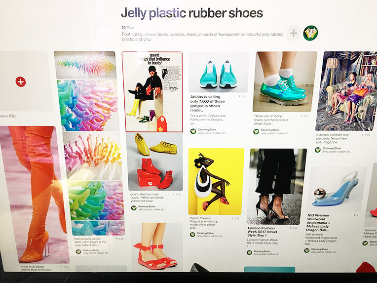 Screenshot of jelly plastic rubber shoes on Pinterest