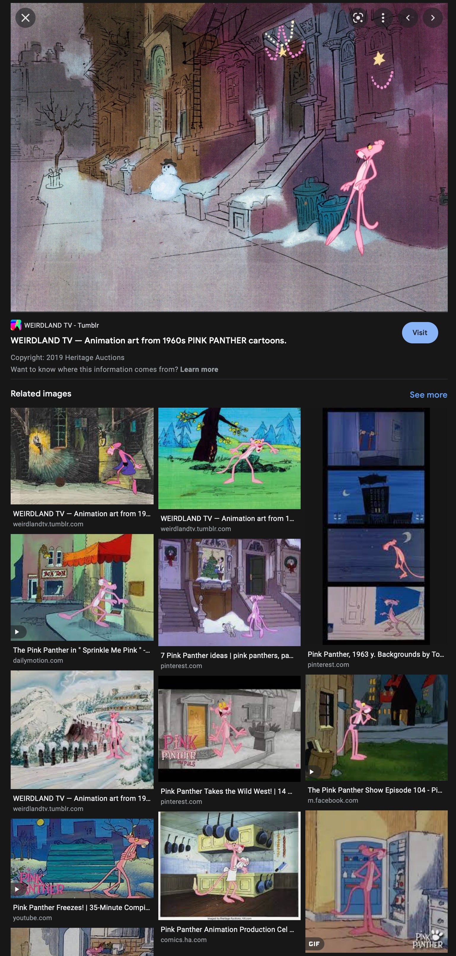 Screenshot of Pink Panther animation background images