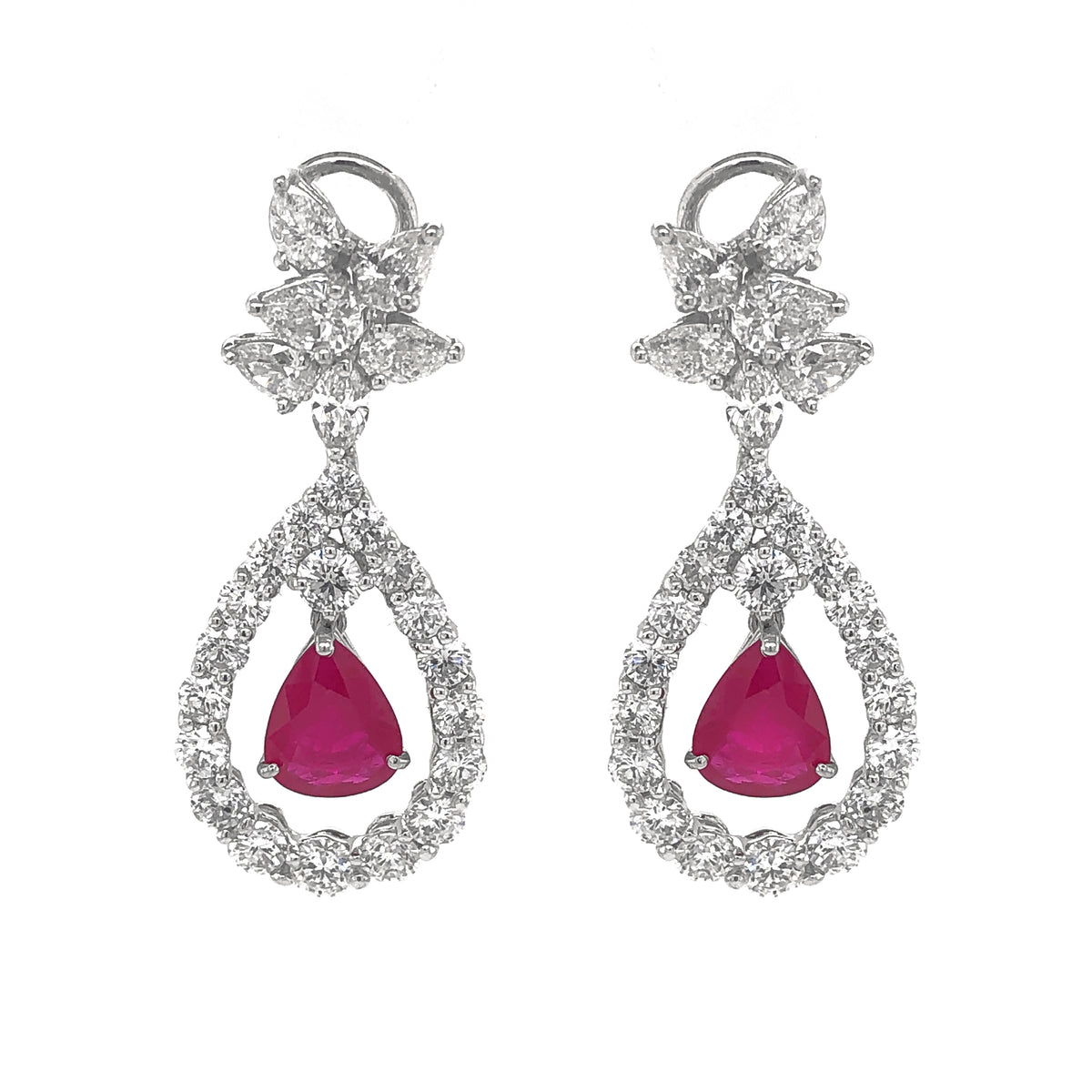 Burmese Pear Cut Ruby 5.94 Carat Diamonds Platinum Earrings – MaxJewelryInc