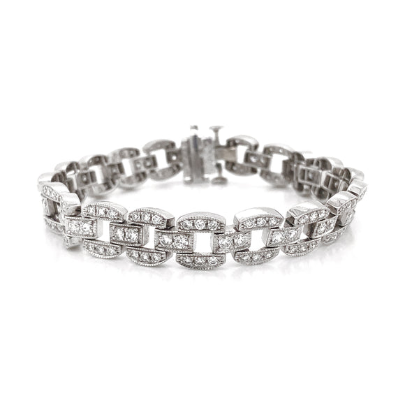 Contemporary Round Cut White Diamonds 4.36 Carat Platinum Chain Link ...