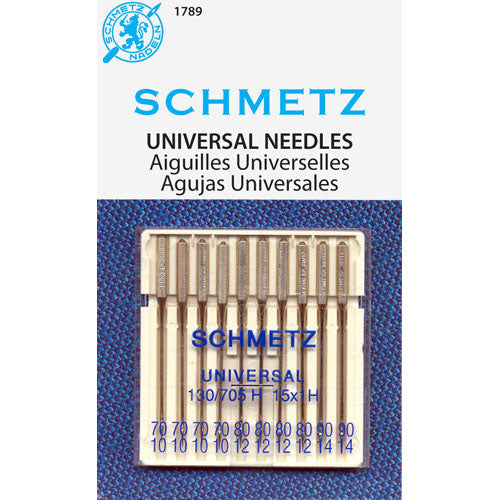 Schmetz Universal Machine Needle Assorted Sizes 70/80/90 5ct # 1711 –  Threaded Lines