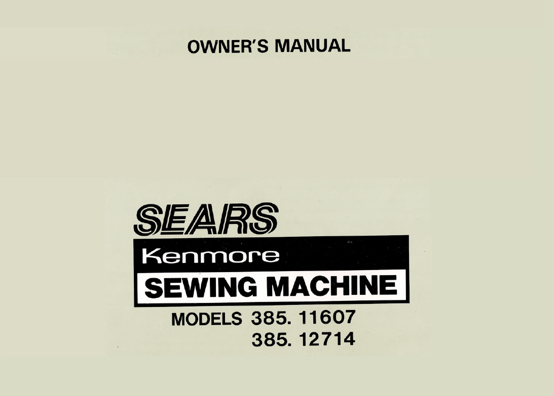 Instruction Manual, Kenmore 1400 - mrsewing