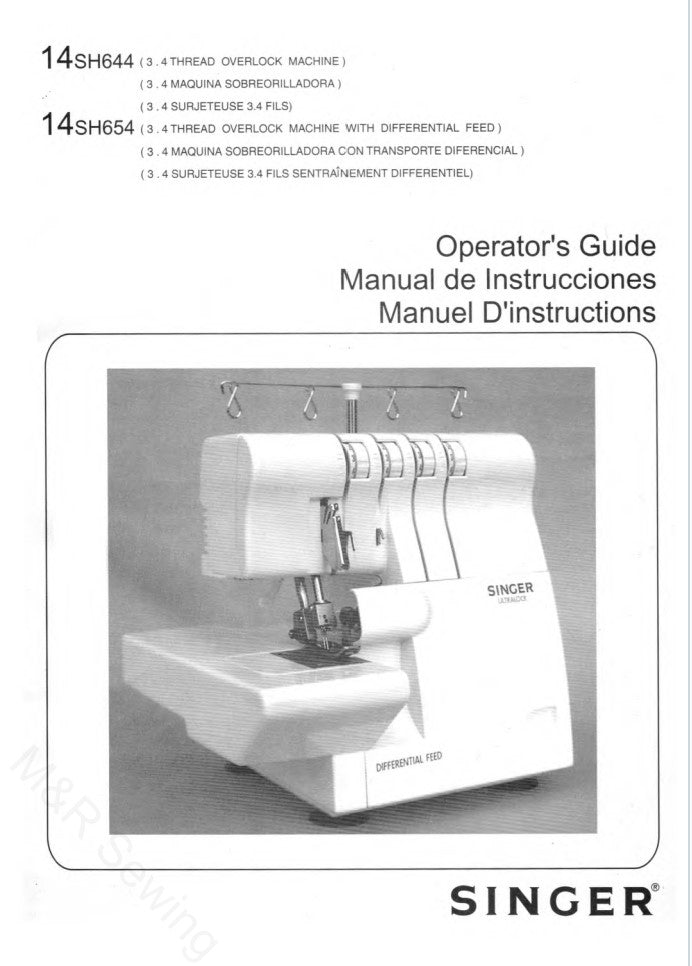 Singer 14J334 Serger Sewing Machine Instruction Manual  Sewing machine  instruction manuals, Serger sewing, Sewing machine instructions