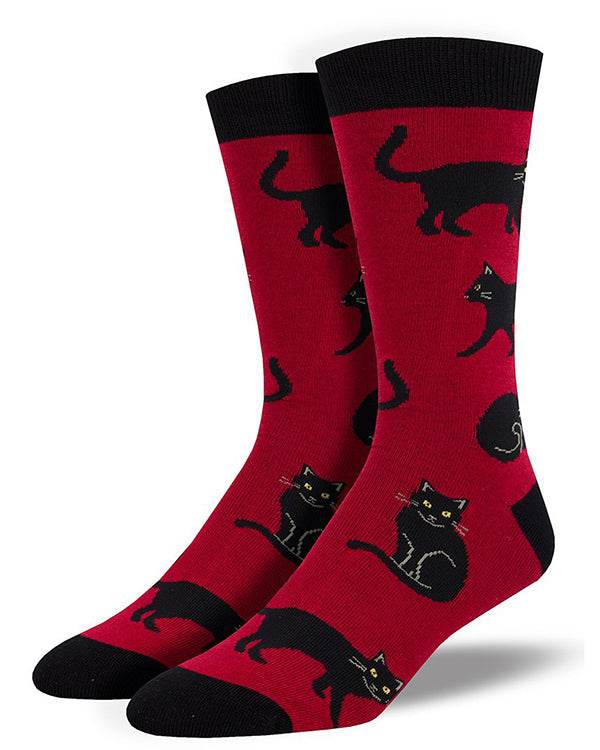 Fun black cat socks for men made from bamboo