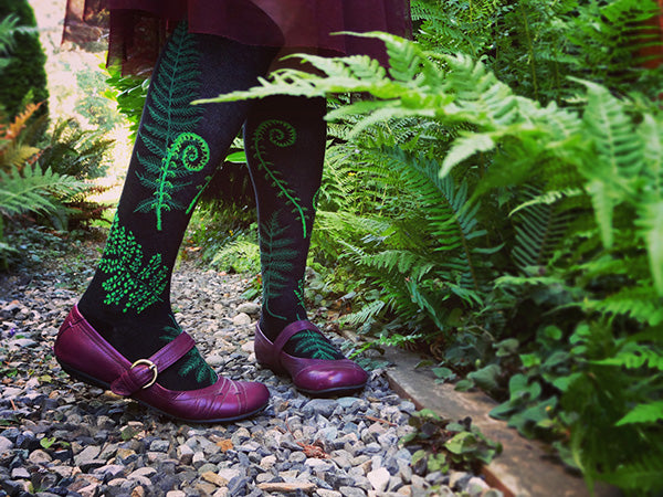 Cute fern socks in knee-high