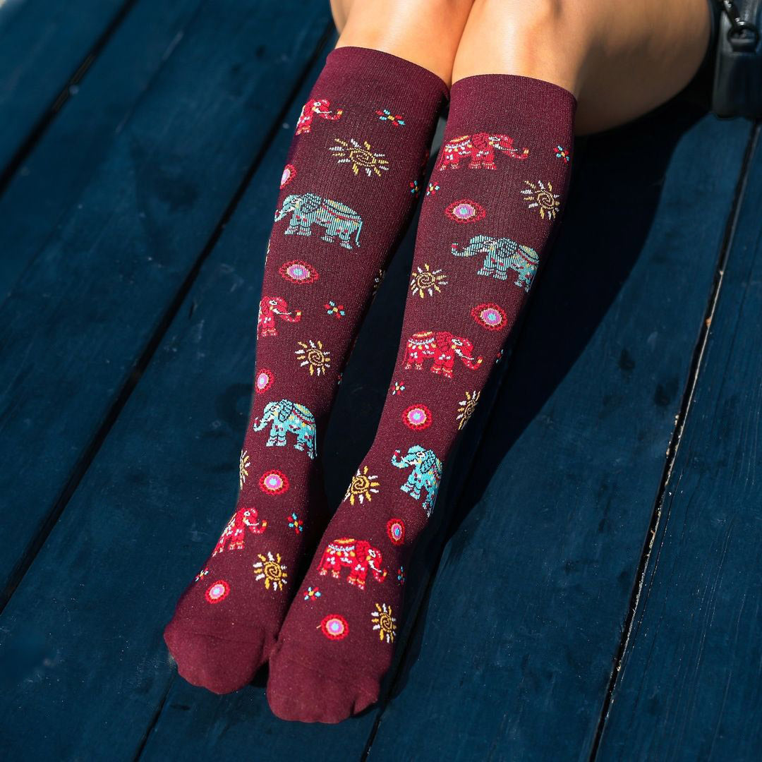 Cute compression socks with elephants