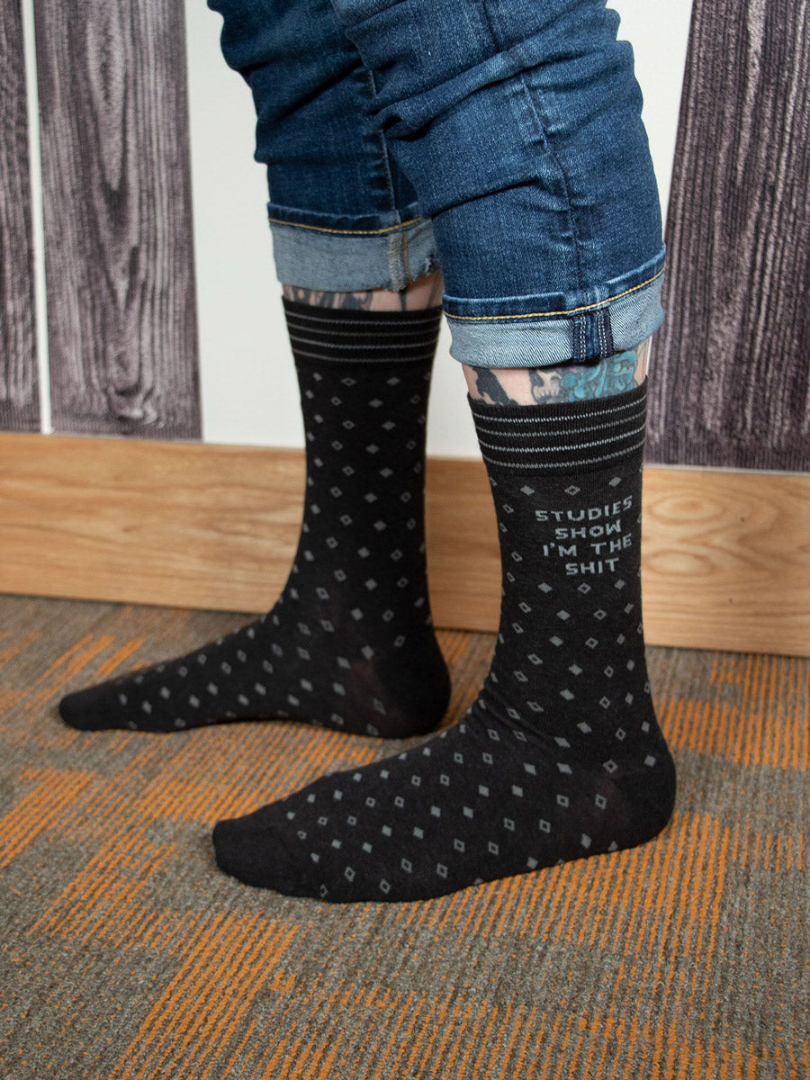 Men's socks with the words "Studies Show I'm the Shit"