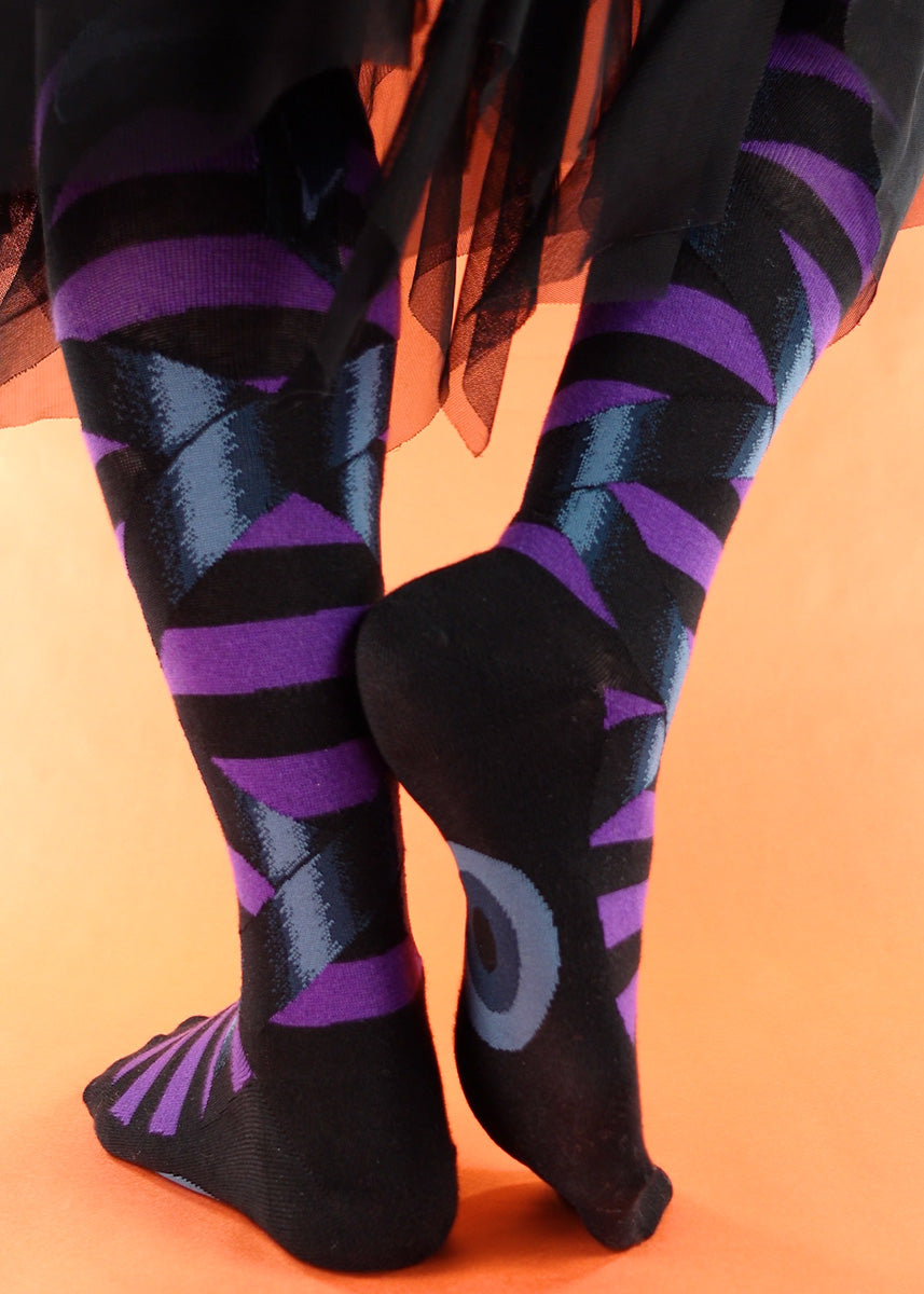 Witch Ballet Knee Socks | Striped Halloween Socks Cute But Crazy Socks