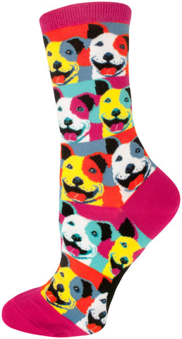 Pop Art Pitbull Crew Socks for Women