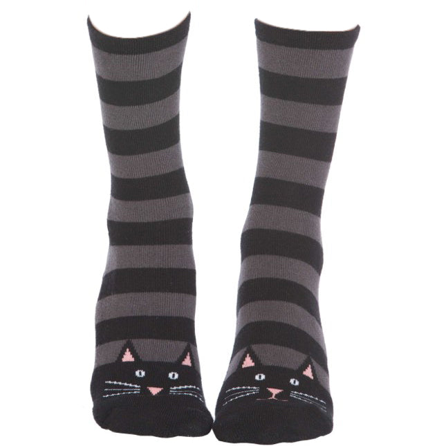 Black Cat Slipper Socks with Non-Slip 