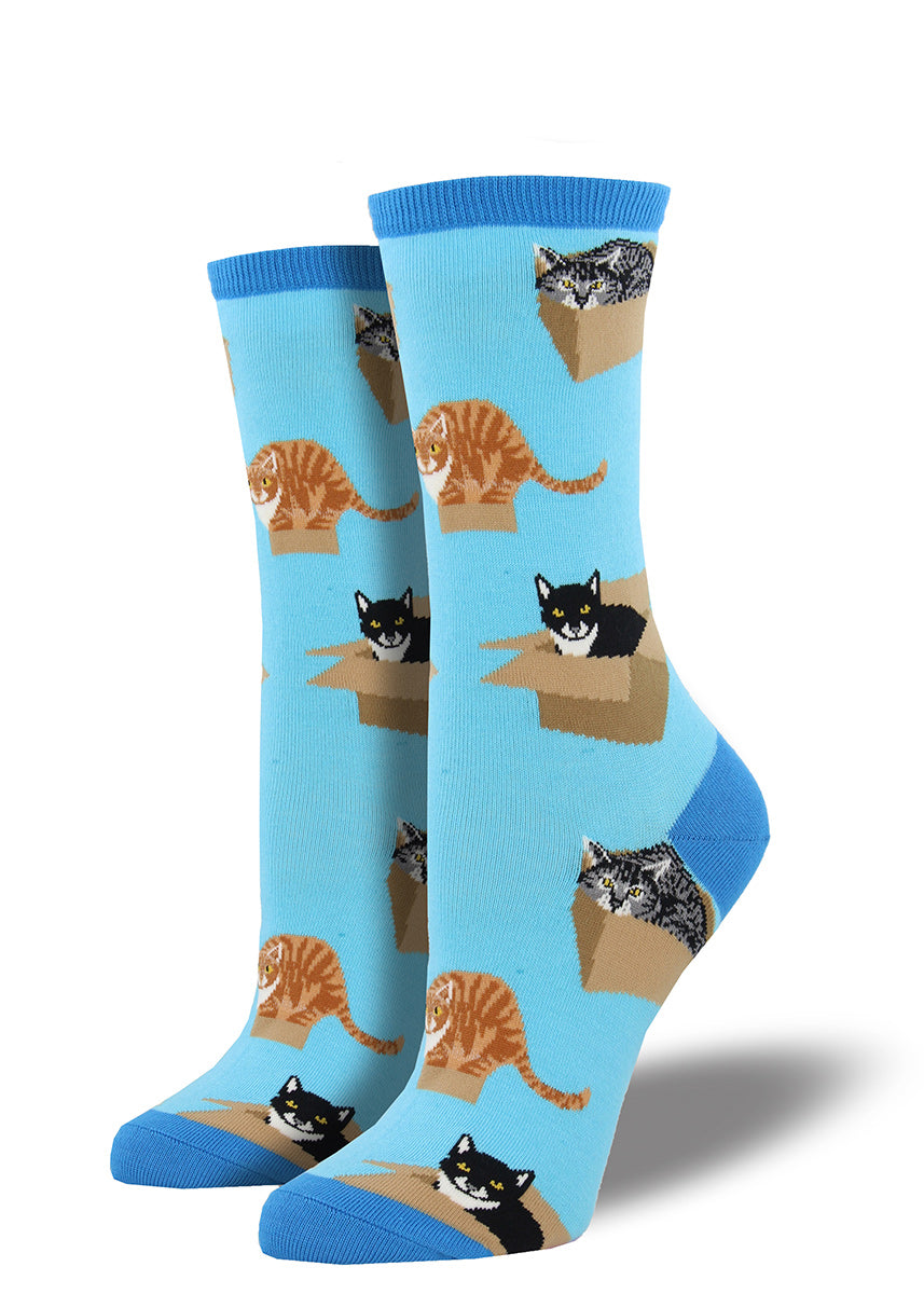 Cats in Boxes Socks for Women | Cute Cat Socks with ...