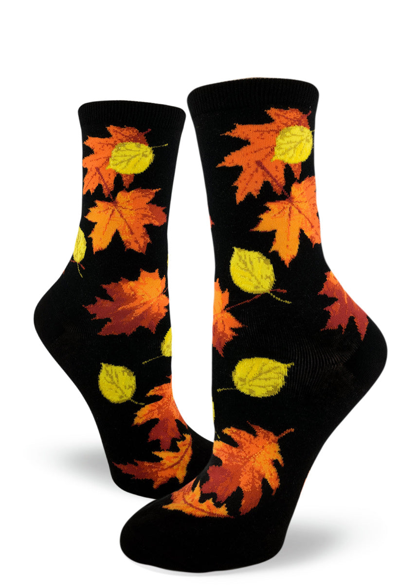 Fall Leaves Socks | Cute & Colorful Socks with Fall Foliage for Women ...