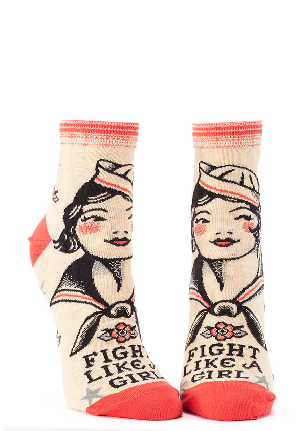 Girl Power Socks | Fight Like a Girl Women's Ankle Socks by Blue Q ...