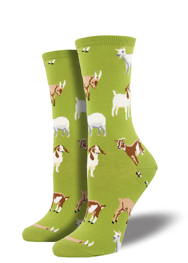 Goats Crew Socks | Cute Socks for Women with Animals - Cute But Crazy Socks