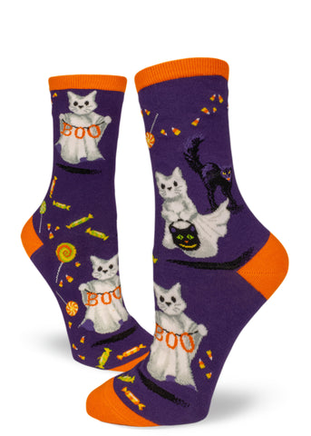 Ghost cat socks for Halloween for women