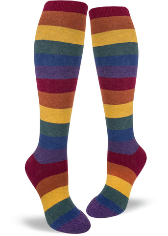 Rainbow Knee Socks  Striped Pride Socks for Women - Cute But