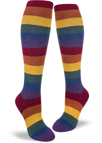 Classic Rainbow Striped Knee Socks