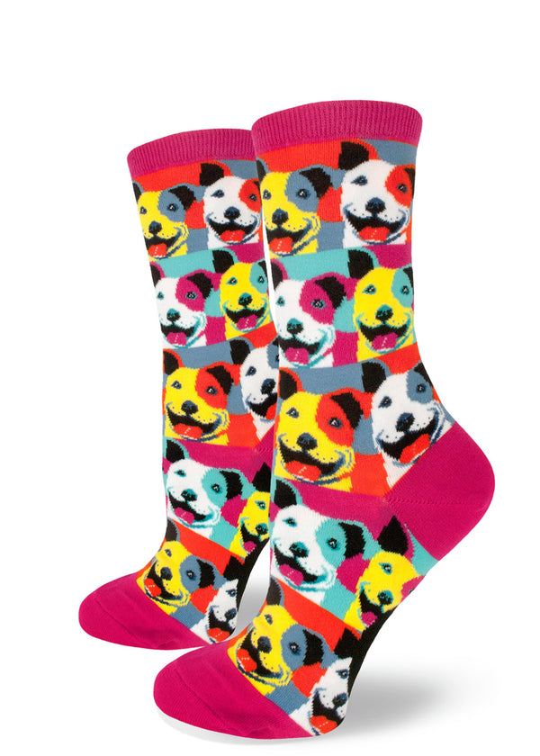 Pop Art Pitbull Socks | Cute & Crazy Dog Socks for Women - Cute But ...