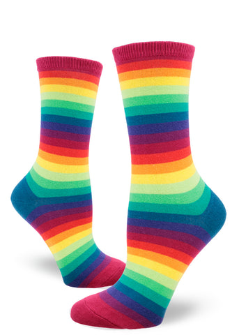 Pastel Rainbow Striped Women's Knee High Socks - John's Crazy Socks