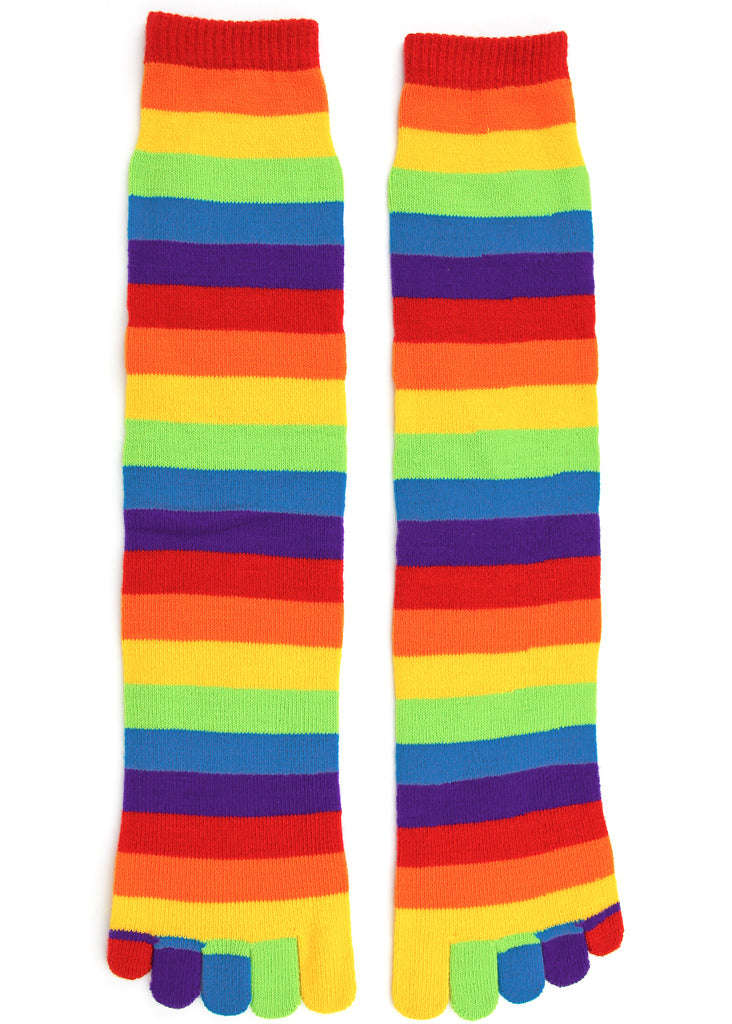 Rainbow Toe Socks Fun Five-Toe Socks With Rainbow Stripes Cute But Crazy  Socks