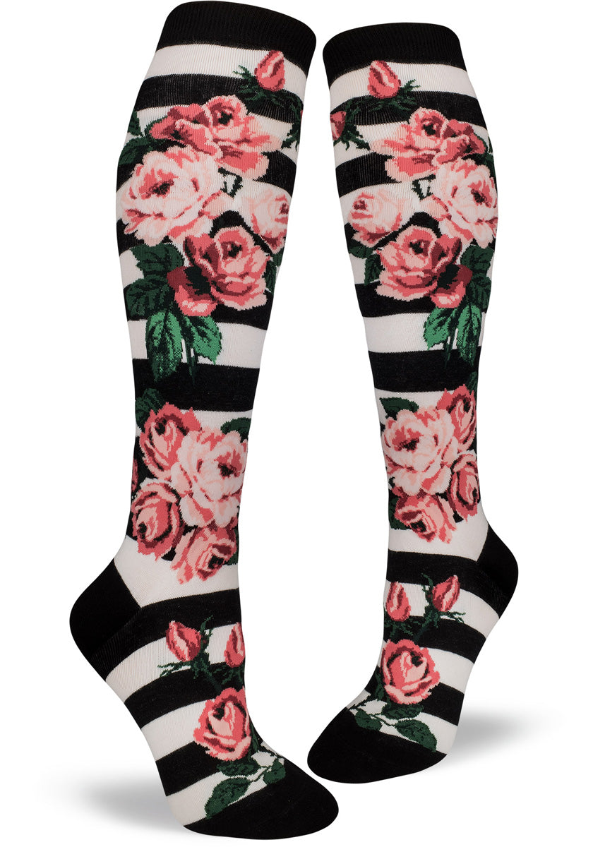 rose knee high socks floral socks with roses for flower lovers modsock usd