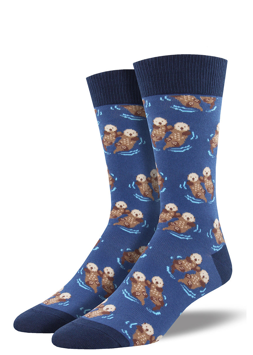 Sea Otter Socks | Men's Socks With Otters Floating & Holding Hands ...