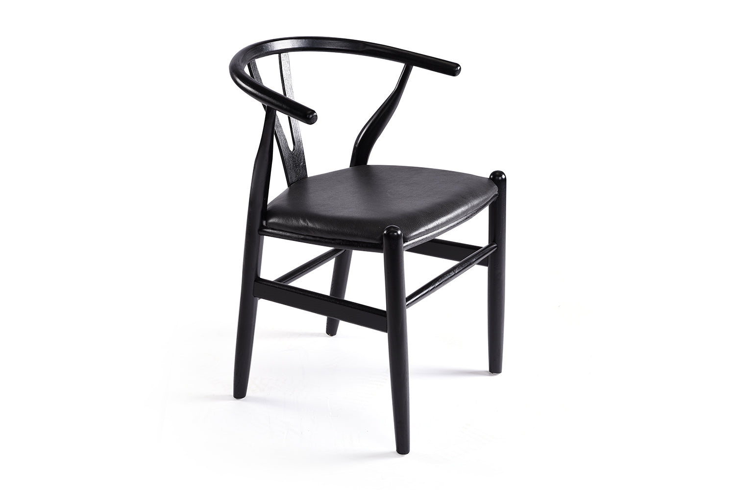 Modern Wishbone Chair Black Leather for Simple Design