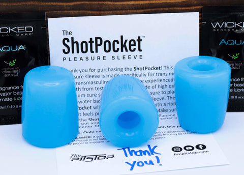 Three ShotPocket Pleasure Sleeves in a row.