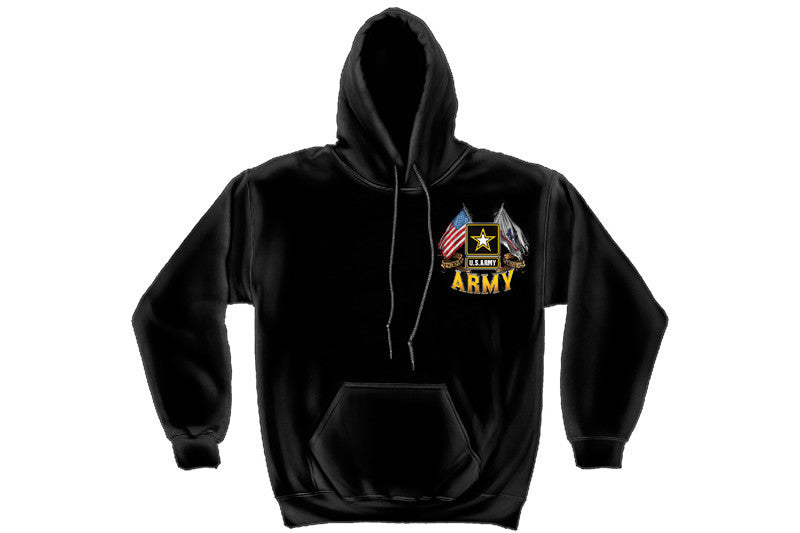 ARMY DOUBLE FLAG US ARMY BLACK Hooded Sweatshirt – Mustang Loot