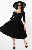 Marceline 50s Black Swing Dress by Unique Vintage