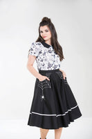 Miss Muffet 50s Skirt in Black and White by Hell Bunny