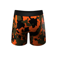 Close-up of Bambi Bunchers Camo Deer Ball Hammock® Pouch Underwear With Fly.